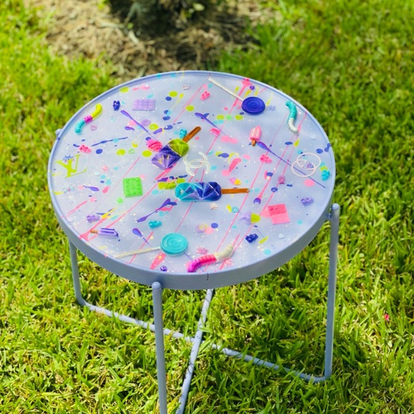 Custom lavender/lime green  pink  blue side table / nesting tray
